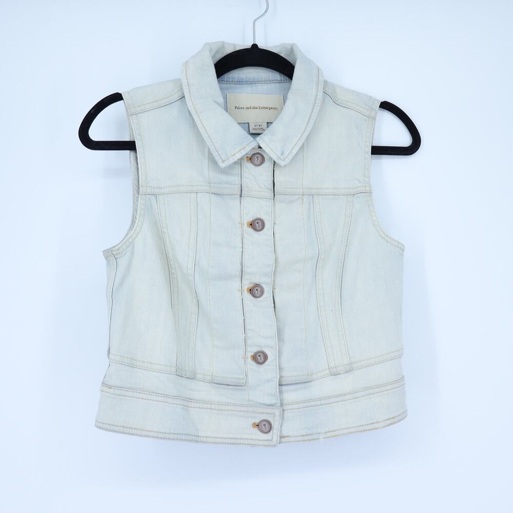 Pilcro and the Letterpress Denim Vest Blue Light Wash Sleeveless Women's XS